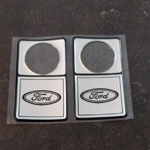Vintage -Ford Silver and Black Keyhole Stickers Scratch Covers (Pair)-New